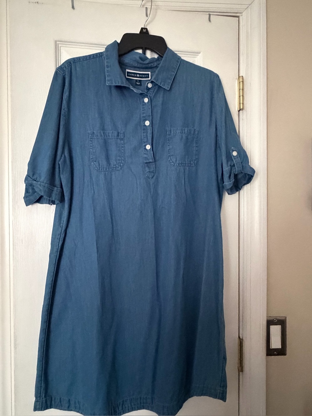 Karen Scott Denim-Style Blue Shirt Dress